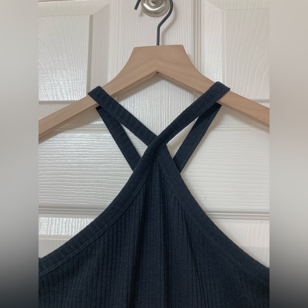 Old Navy Women’s Black Fitted Rib Knit Halter Midi Dress XL Resort Beach Summer - Picture 4 of 9
